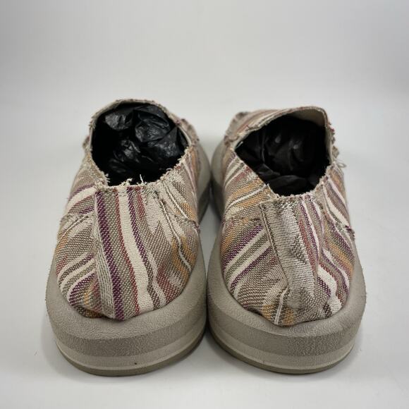 Sanuk Donna Slip On Casual Canvas Sneakers Womens Size 8 Striped Beach Surfer - Picture 4 of 9